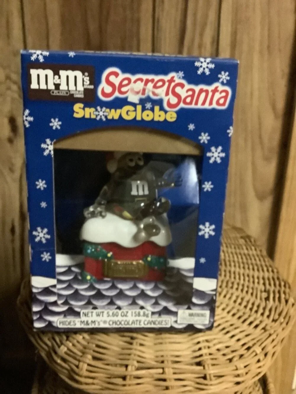 Vintage M&M's Secret Santa Snow Globe -- NIB